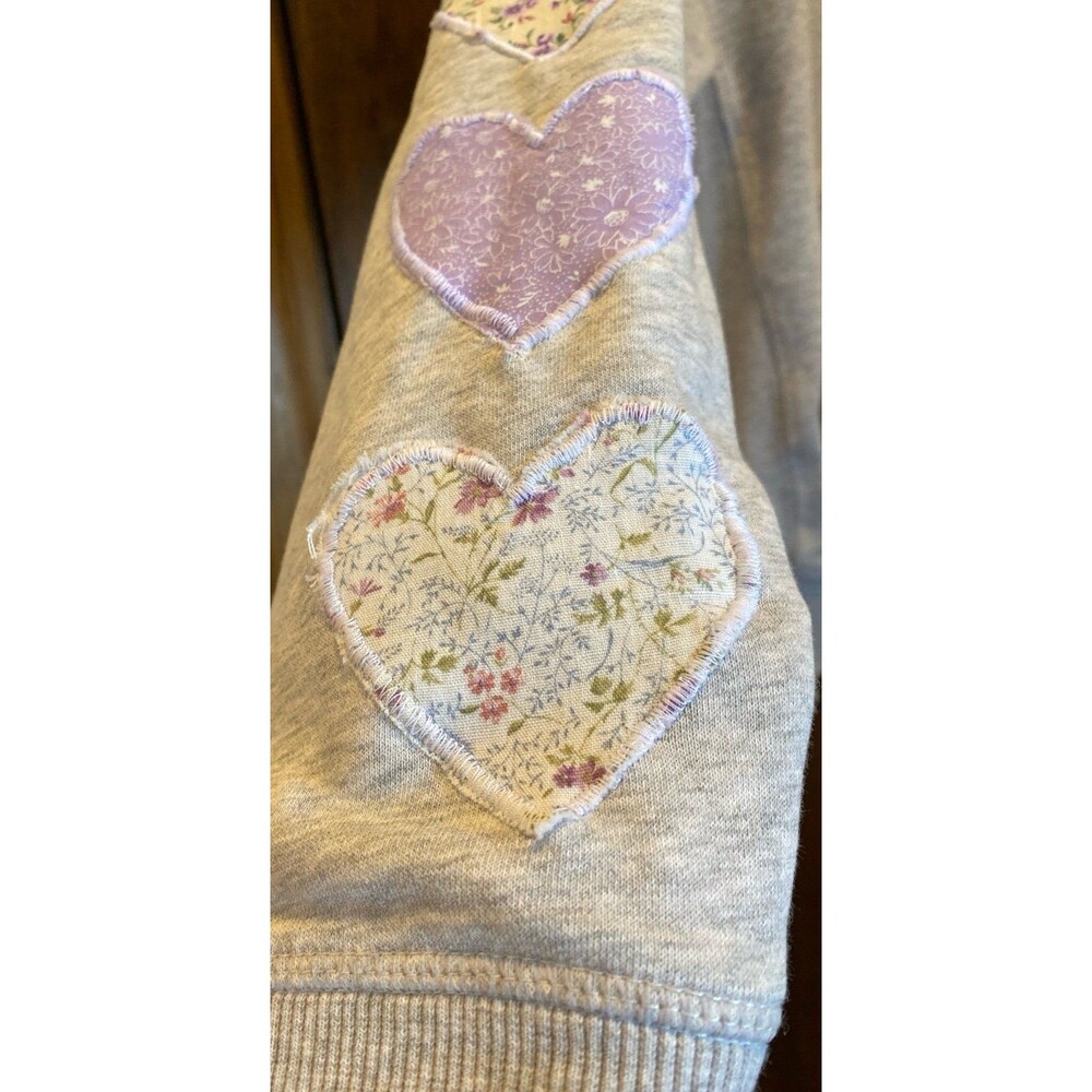 Champion Hoodie Womens Size Medium Gray Oversized Distressed Purple‎ Hearts - Picture 5 of 12